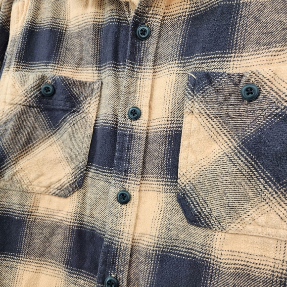 Frye & Co Mens Long Sleeve Button Front Shirt Size Large Tan Black Plaid Flannel - Picture 4 of 8